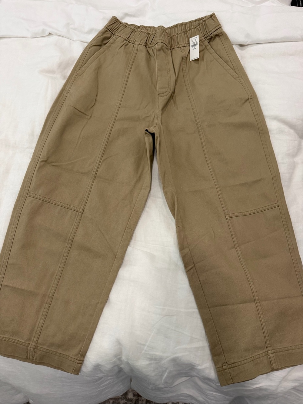 NWT Old Navy Khaki Elastic Waist Wide-Leg Pants size S Petite
